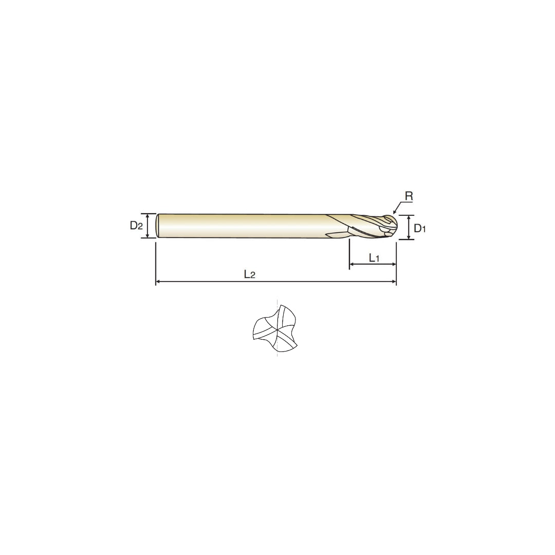 X5070 Nano - VHM - Fräser - 3 Schneiden Stirnradius (G8A59)