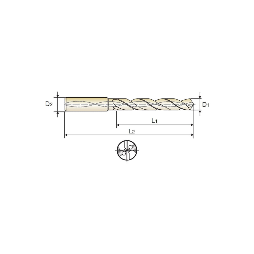 VHM - Bohrer - ALU - 5xD - mit Kühlkanal - Glatt (D5433) 3,0 mm - 10,0 mm