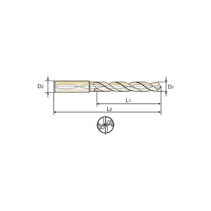 VHM - Bohrer - ALU - 5xD - mit Kühlkanal - Glatt (D5433) 3,0 mm - 10,0 mm